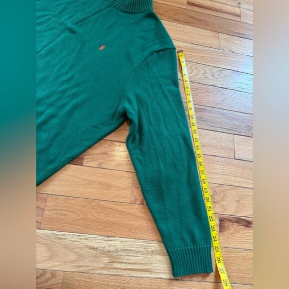 Polo Ralph Lauren Sweater Men’s Sz 4XB Green Orange Pony 1/4 Zip Knit Chunky VTG - Picture 11 of 11